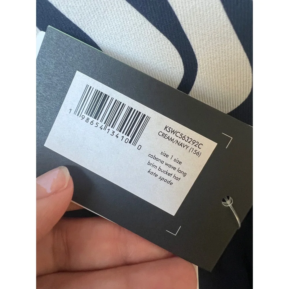 Kate Spade Cabana Wave Long Brim Bucket Hat Cream Navy